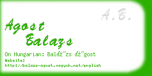 agost balazs business card